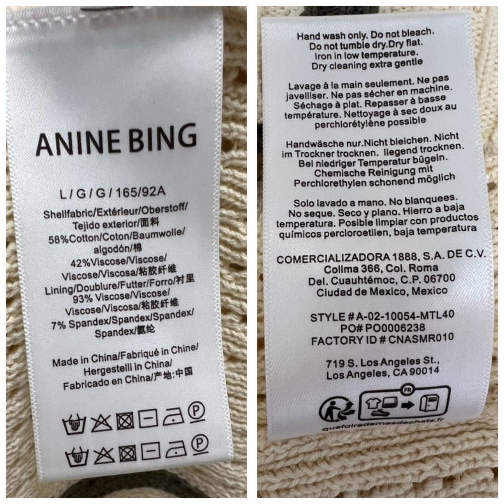 NWT Anine Bing Lanie Knit Mini Dress Sleeveless Cream Green Size L - Picture 6 of 8